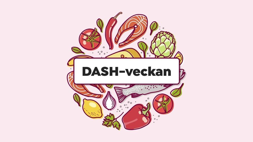 Logotyp för dash-veckan på en ljusrosa bakgrund.