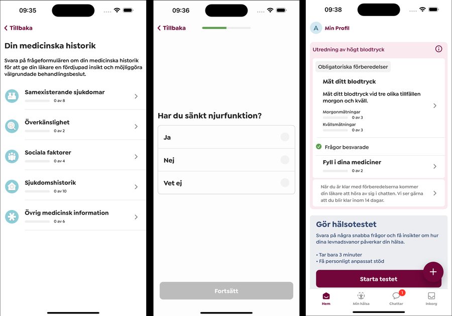 Vyer kopplade till frågeformulär