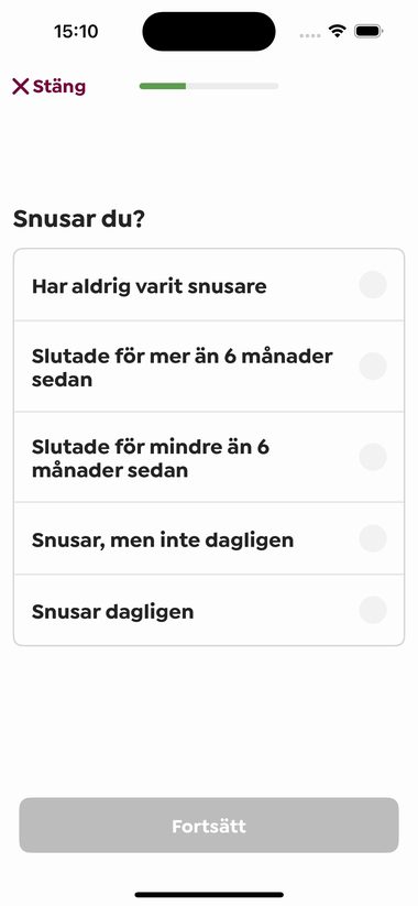 En fråga i ett av frågeformulären